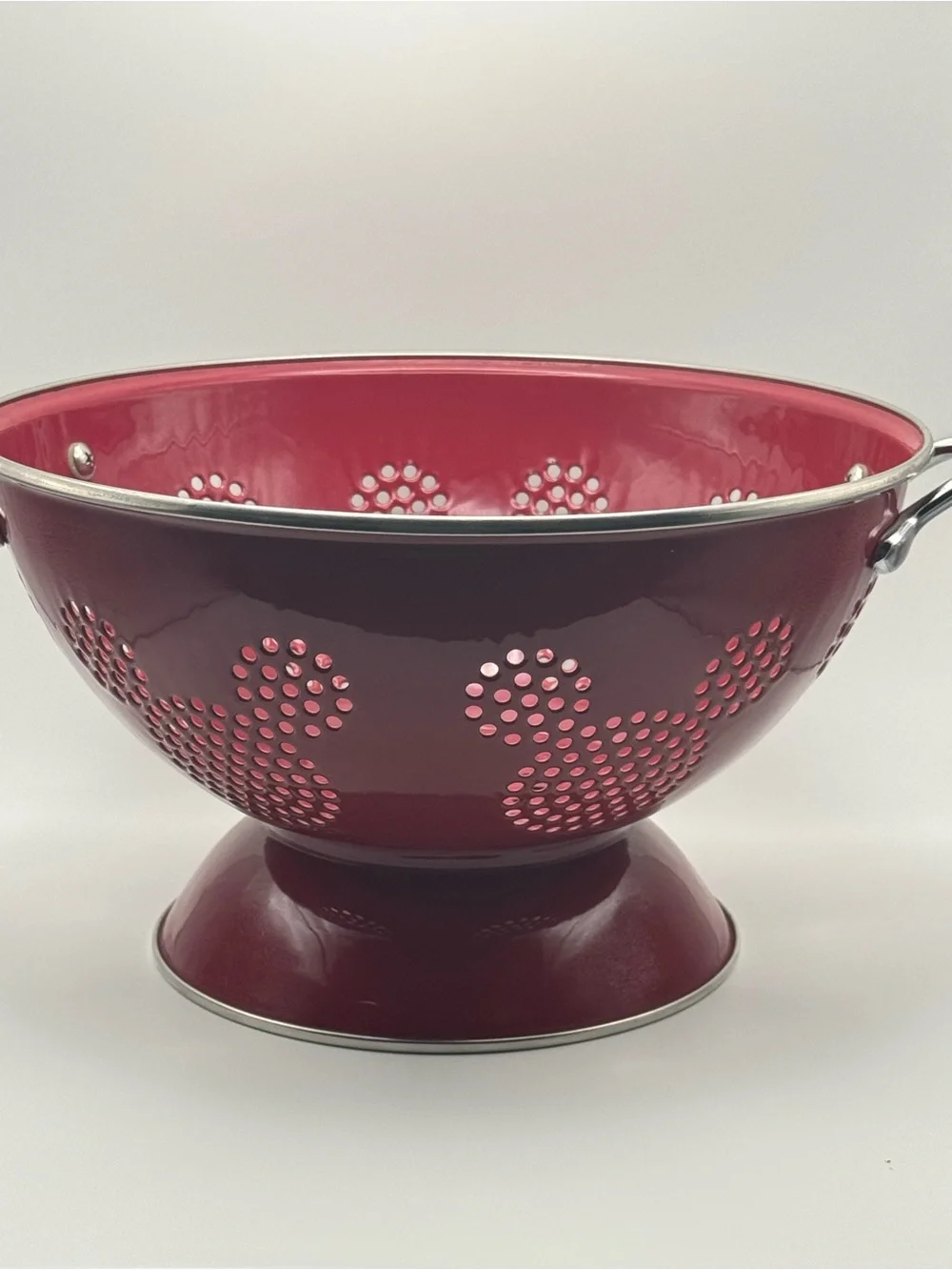 Disney Red Enamel Metal Pedestal Colander Mickey Mouse